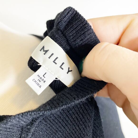 Milly Black Ruffle Hem Sweater Tank Large - Picture 7 of 7
